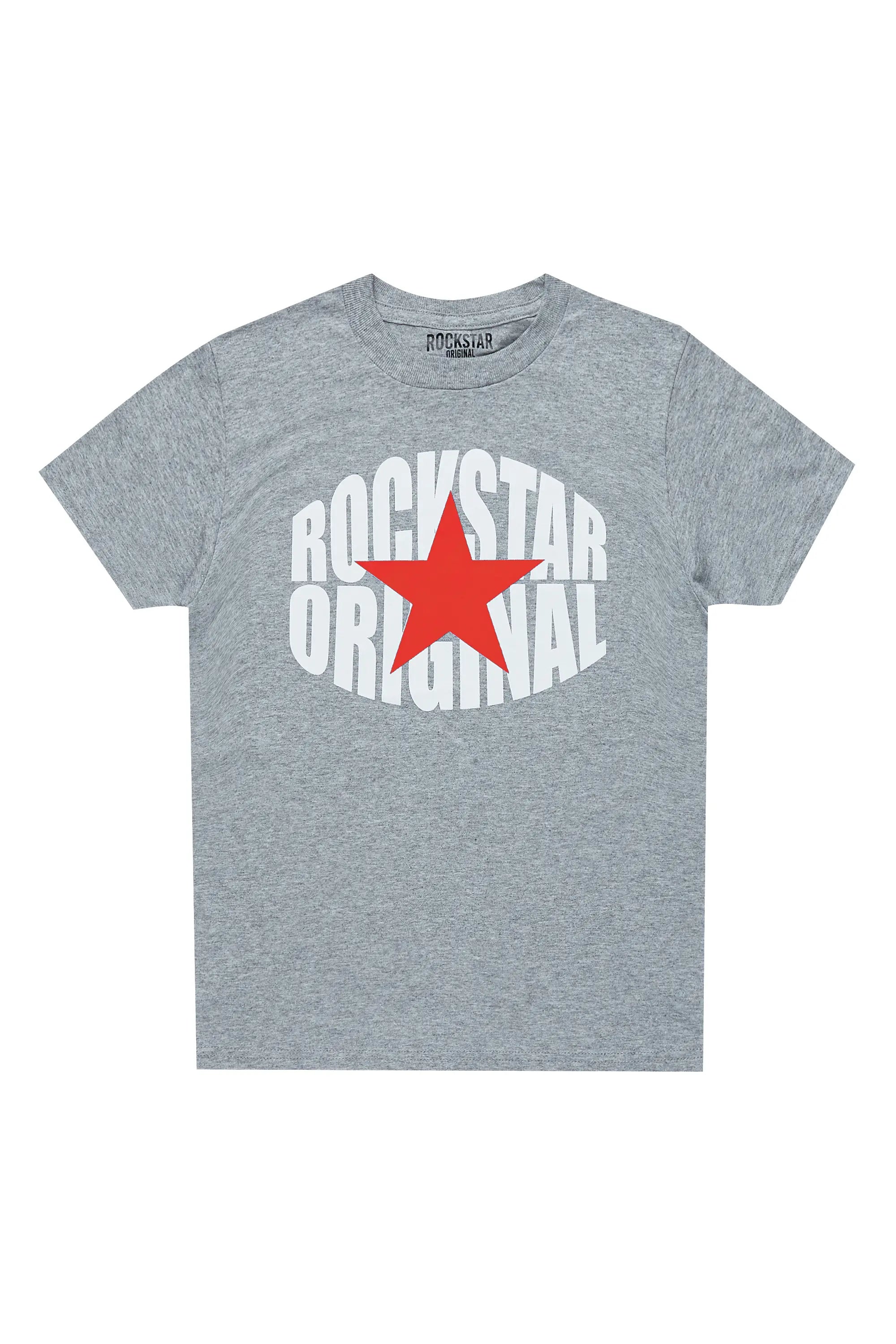 Boys Ezra Grey/Red Graphic T-Shirt