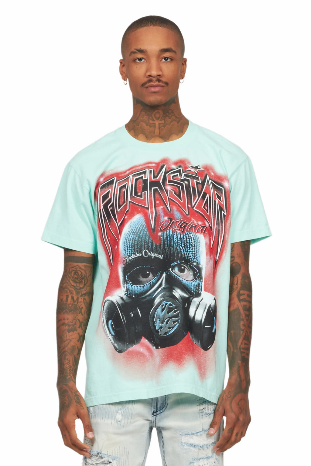 Broad Powder Blue Oversized Graphic T-Shirt