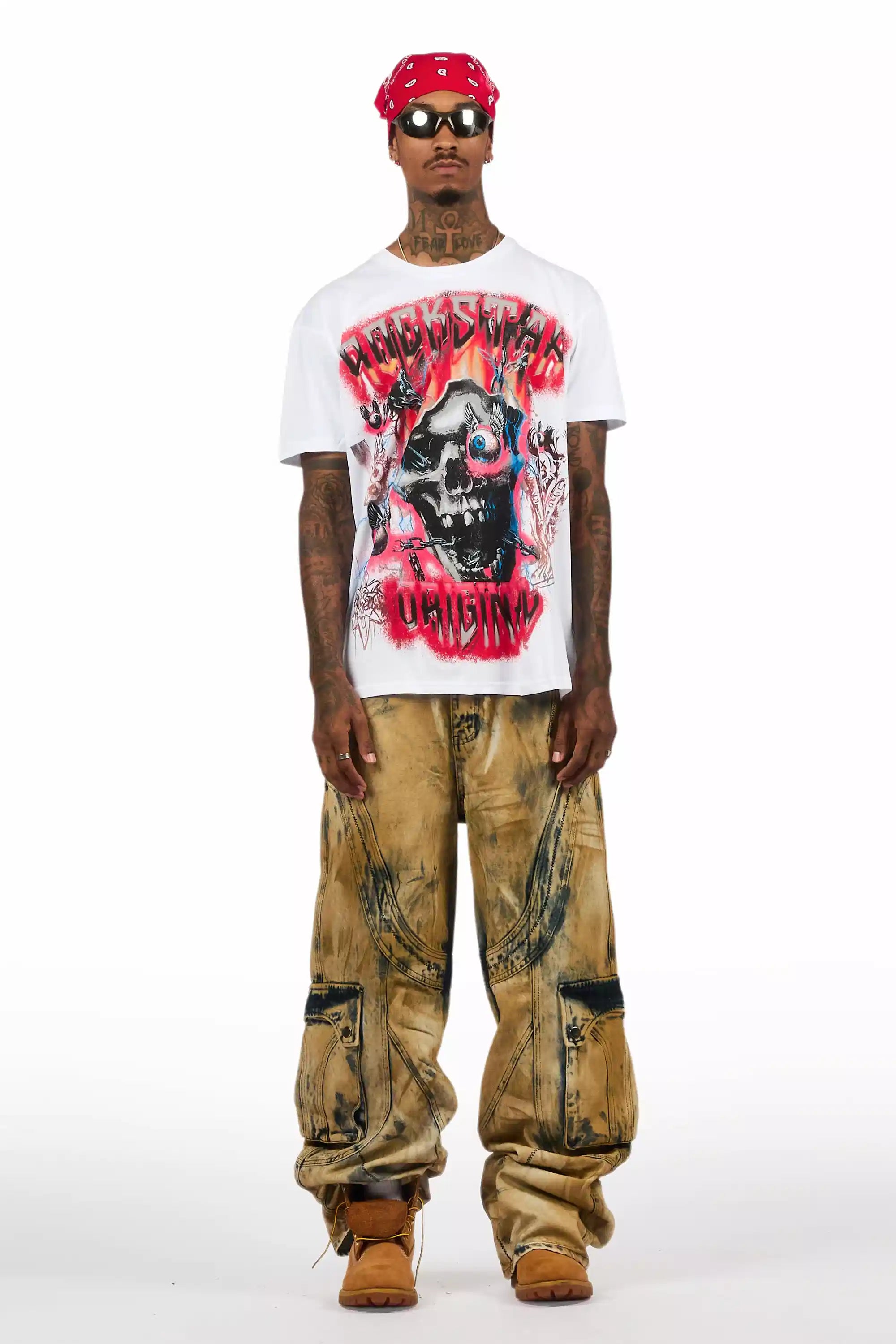 Styx White/Red Oversized Graphic T-Shirt
