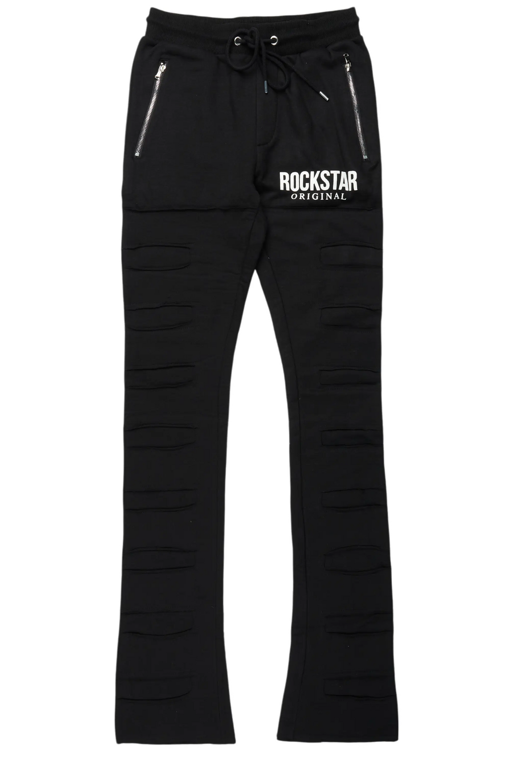 Emilio Black Stacked Flare Track Pant