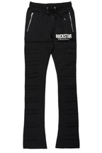 Emilio Black Stacked Flare Track Pant