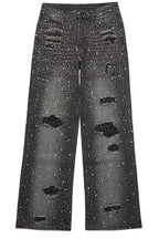 Discolite Rhinestone Grey Baggy Jean
