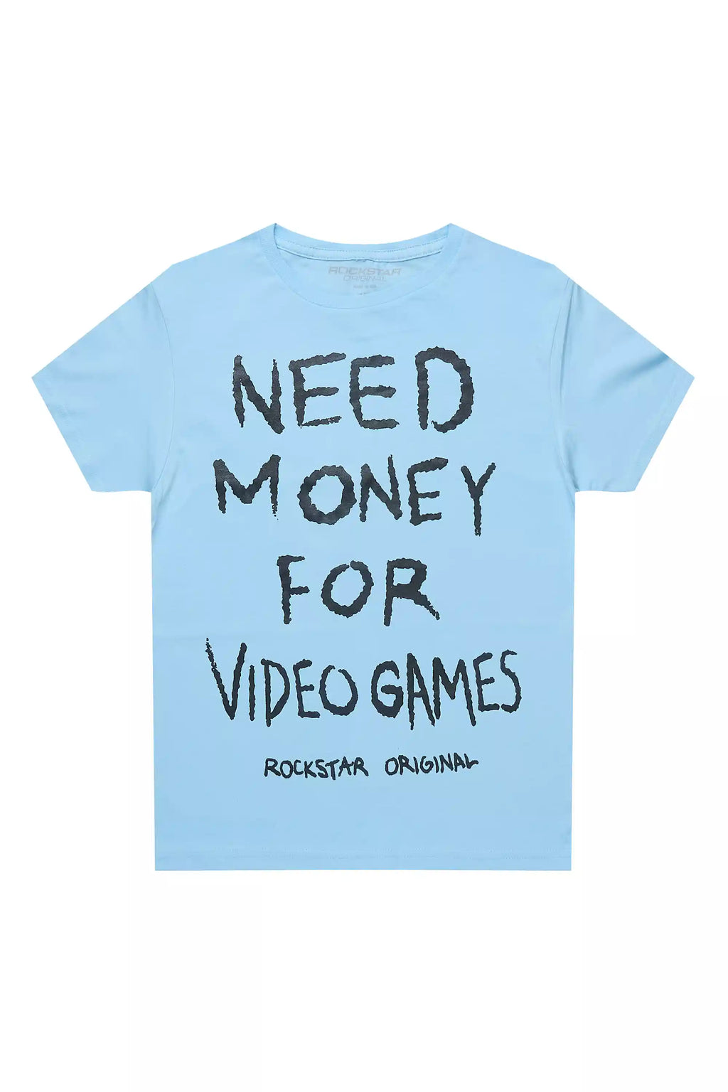Boys M4 Video Games Sky Blue/Black Graphic T-Shirt