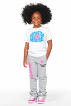 Girls Mia White/Grey T-Shirt Super Stacked Set