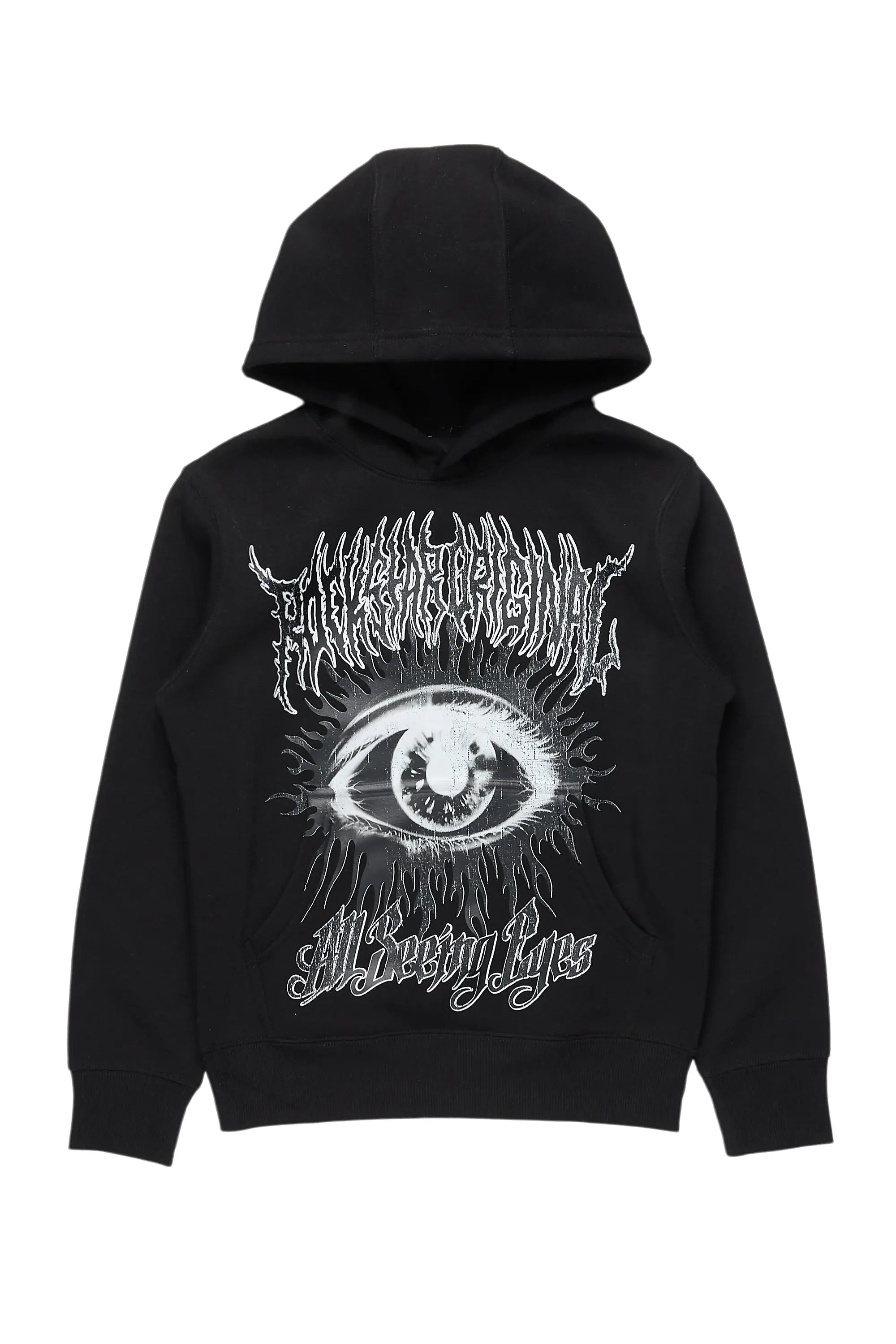 Boys All Eyes Black Graphic Hoodie