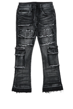 Boys Tyrell Grey Stacked Flare Cargo Jean