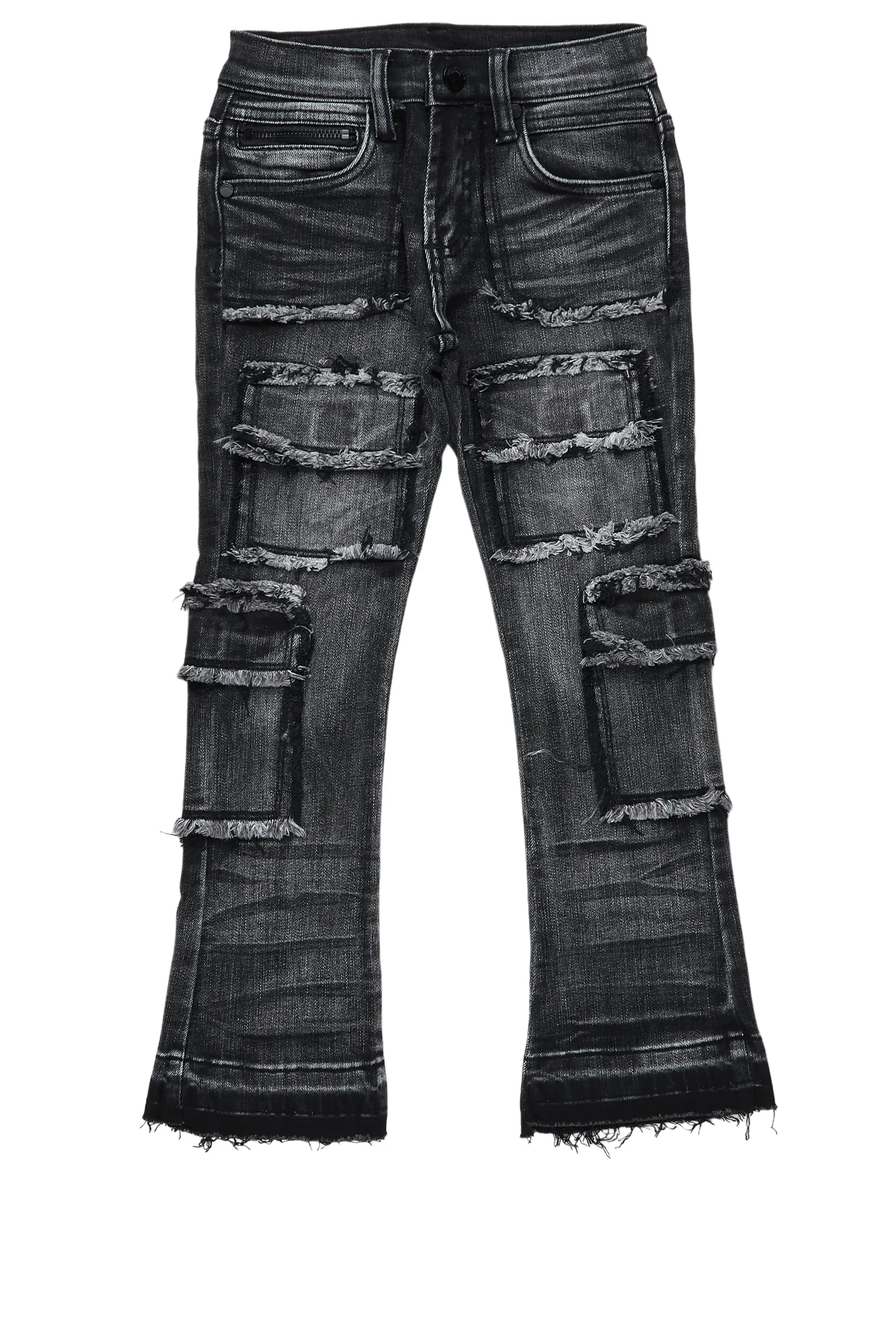 Boys Tyrell Grey Stacked Flare Cargo Jean