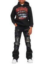 Boys Petrus Black Stacked Flare Jean