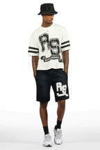 Alik White/Black Crop Boxy Tee Short Set