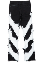 Ismael Black/White Stacked Flare Jean