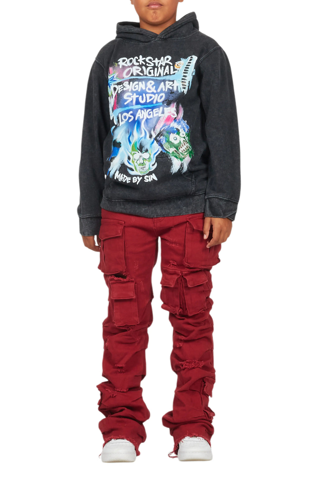 Boys Gentry Red Stacked Flare Jean