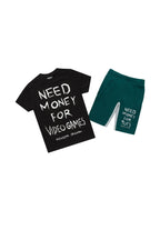 Boys M4 Toys Black/Dark Green T-Shirt Short Set