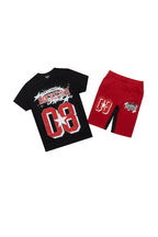 Boys Allstar Black/Burgundy T-Shirt Short Set