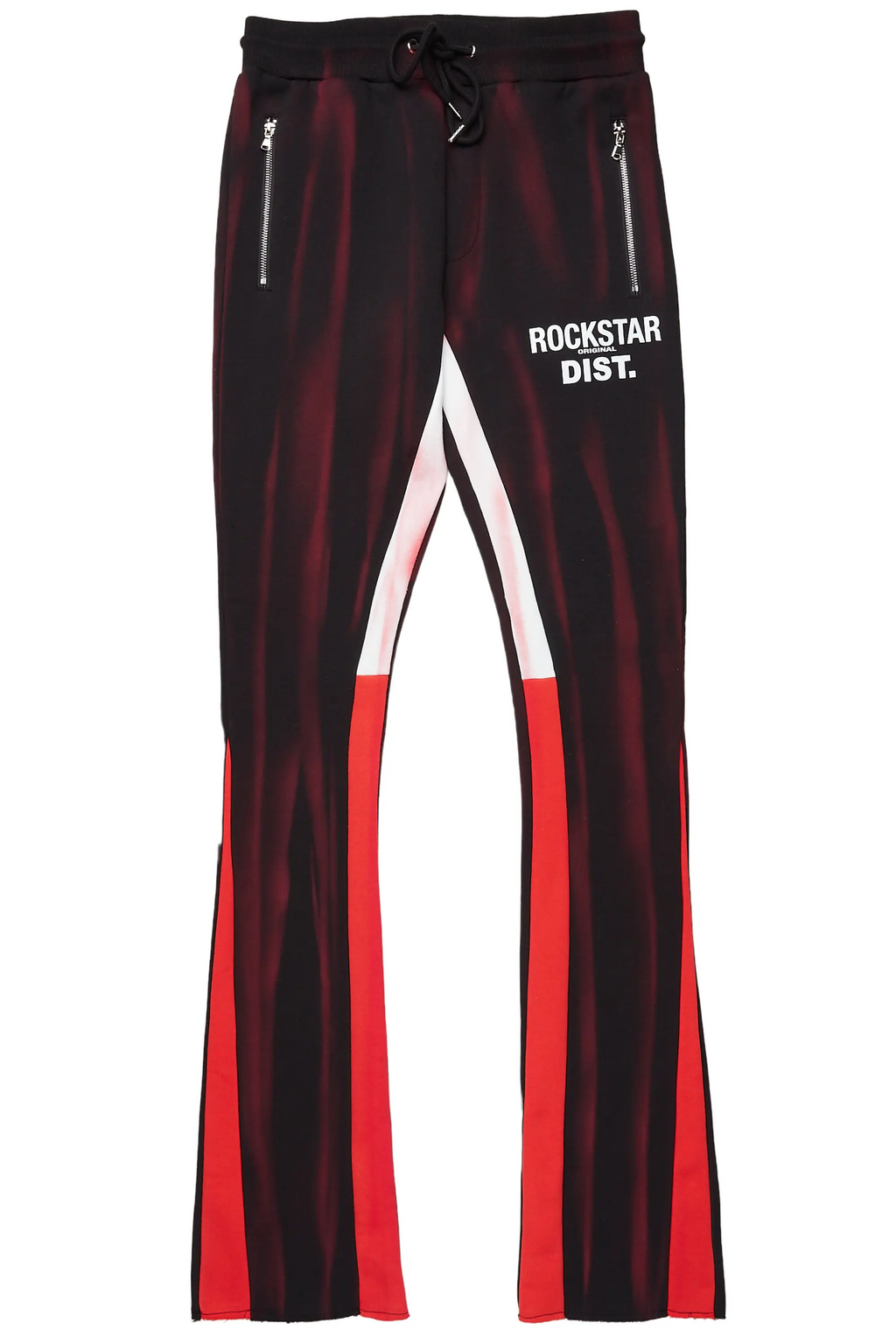 Firoz Black/Red Graphic Stacked Flare Pant