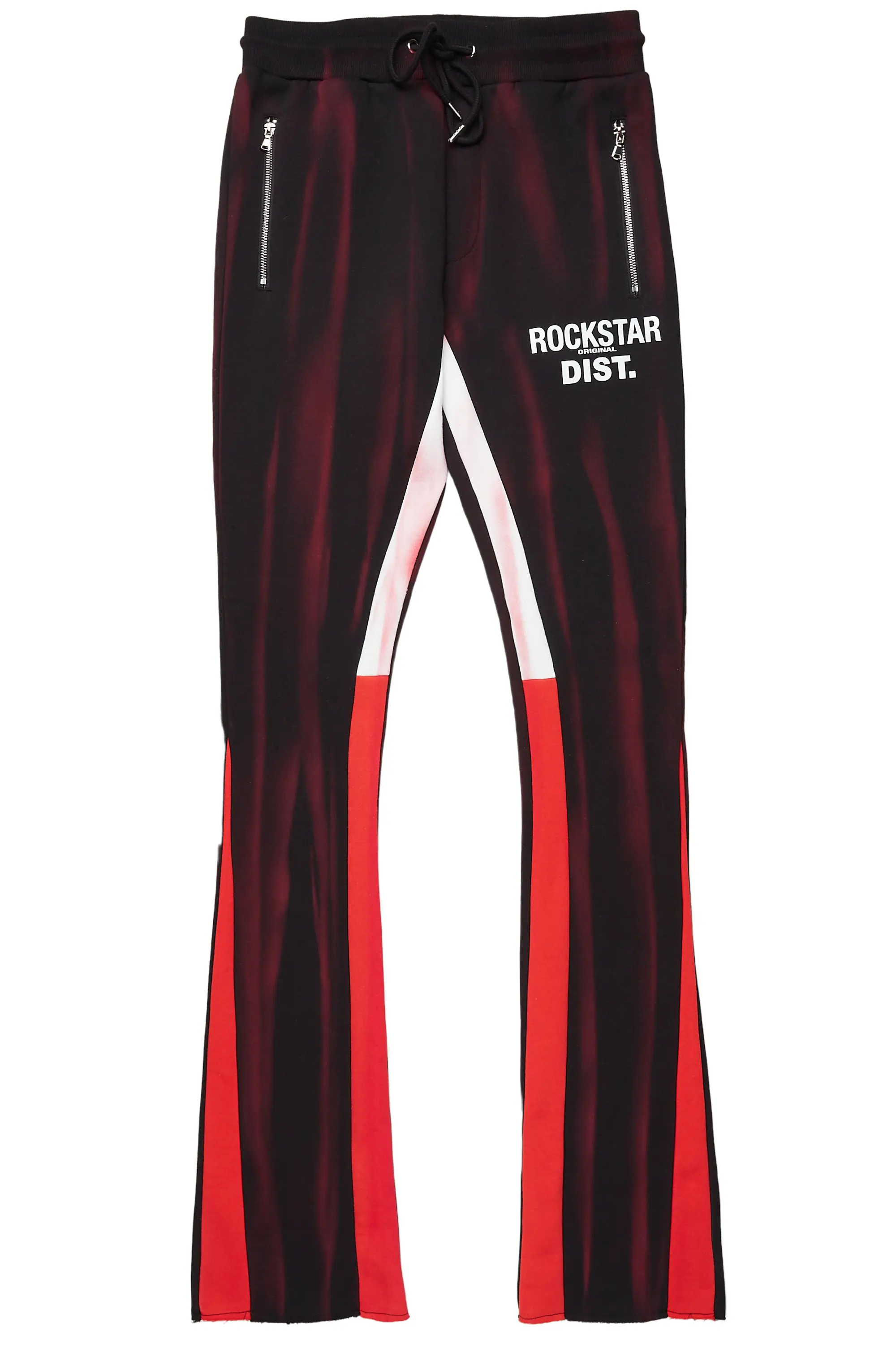 Firoz Black/Red Graphic Stacked Flare Pant