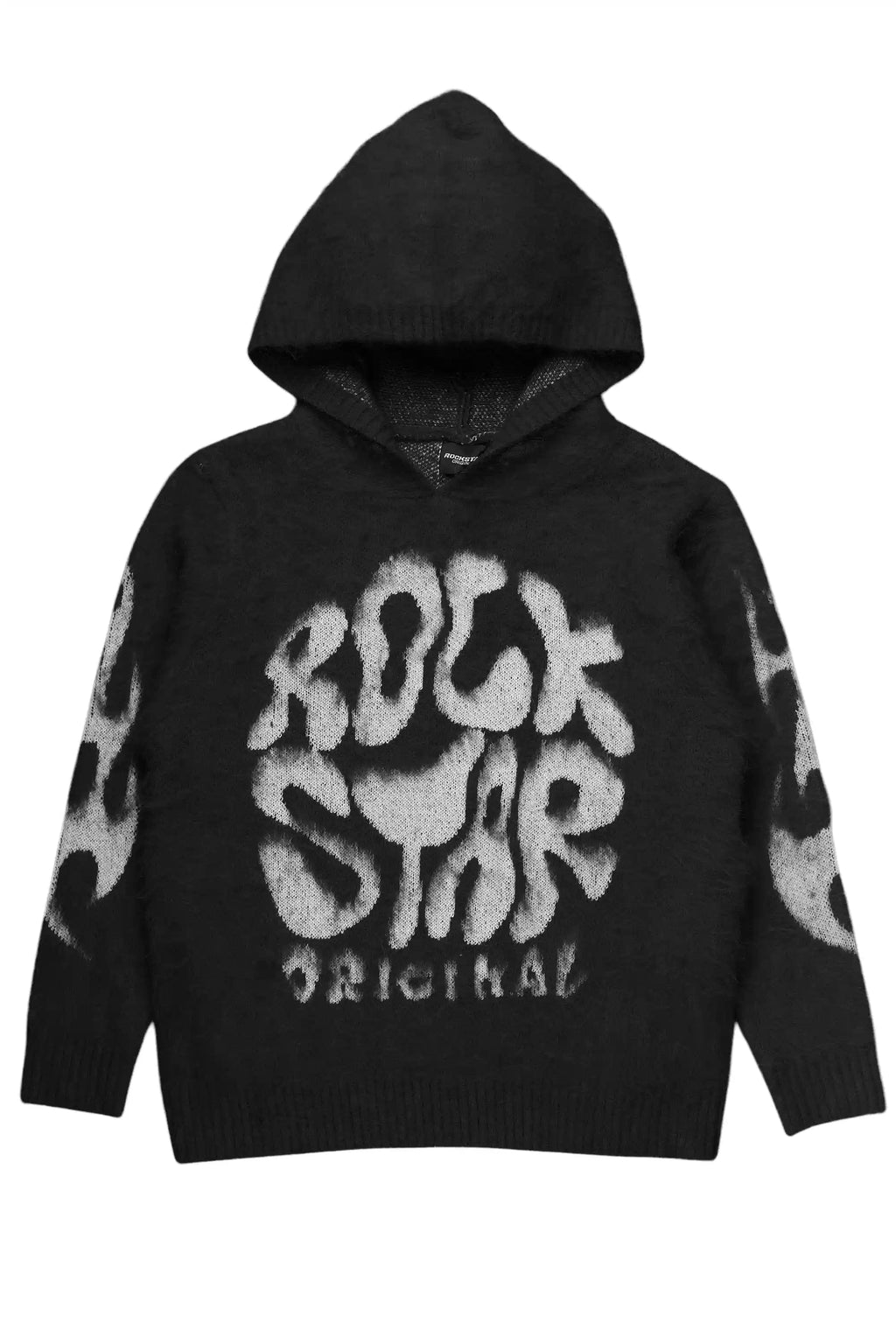 Akeya Black Graphic Knit Hoodie