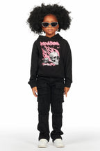 Girls Zaira Black Cargo Stacked Flare Jean