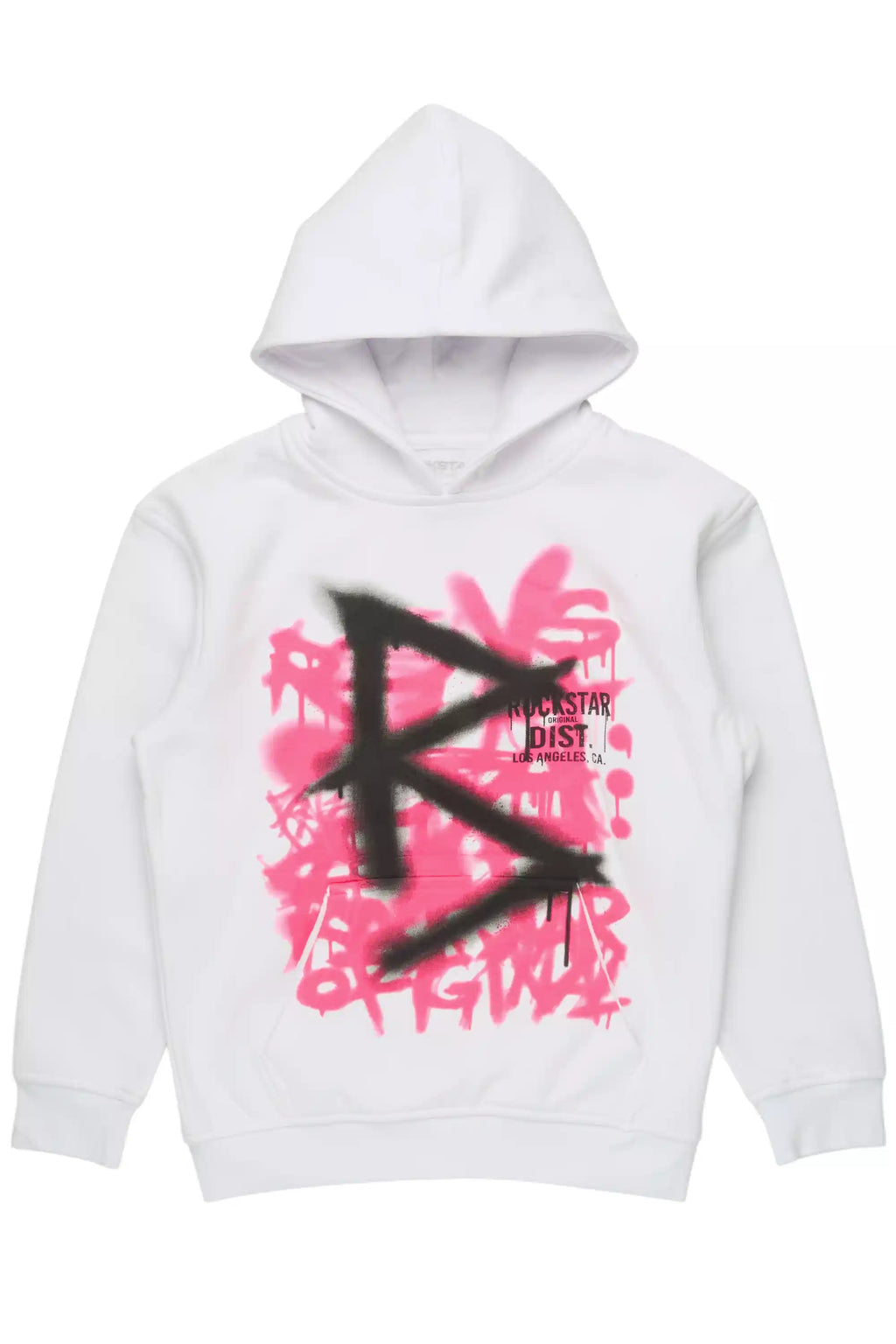 Girls Nahomy White/Pink Graphic Hoodie