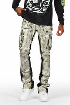 Tassilo Light Camo Painter Stacked Flare Jean