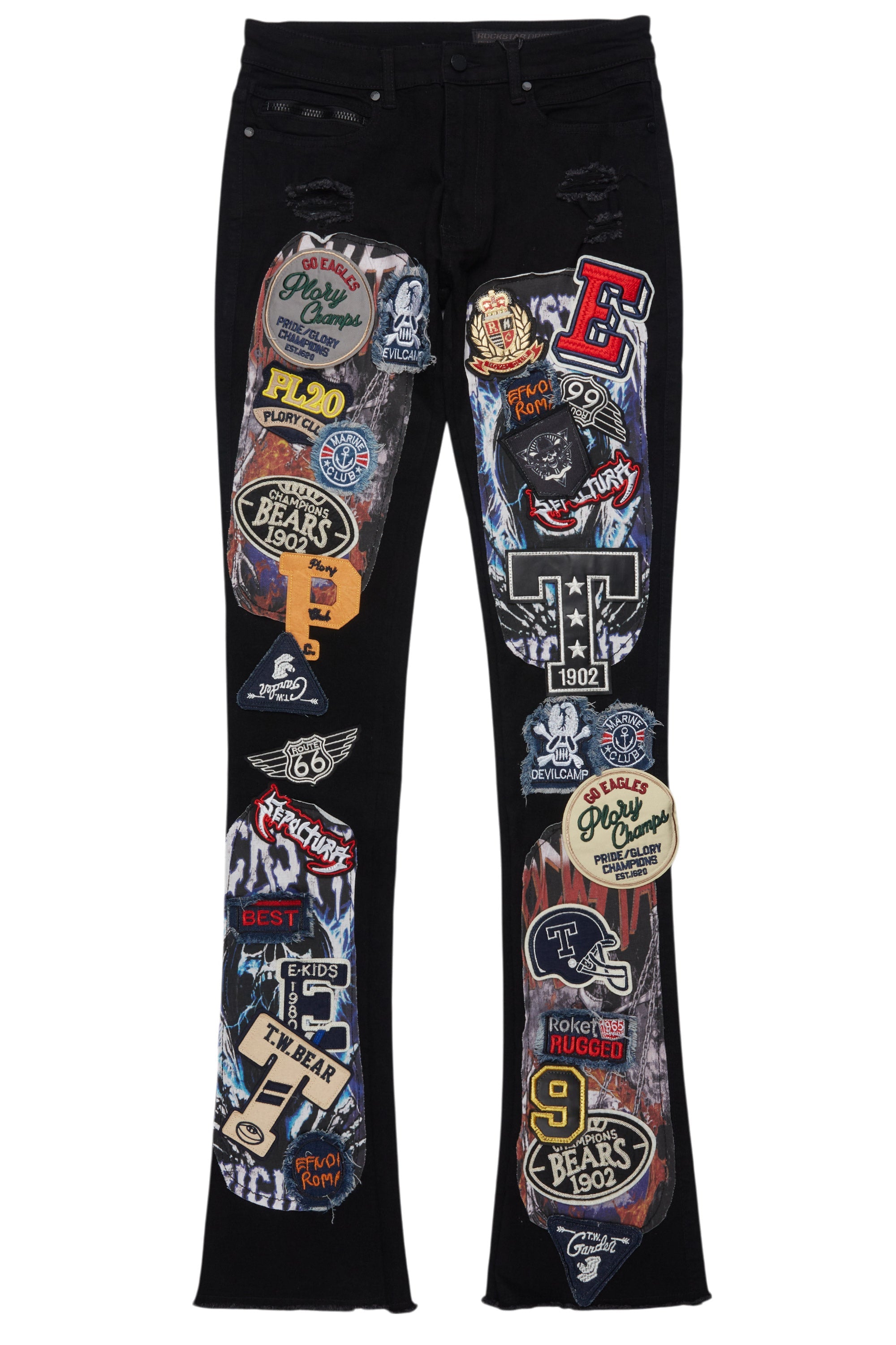 Espen Jet Black Stacked Flare Jean