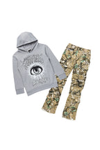 Boys All Eyes Grey Hoodie/Stacked Flare Jean Set