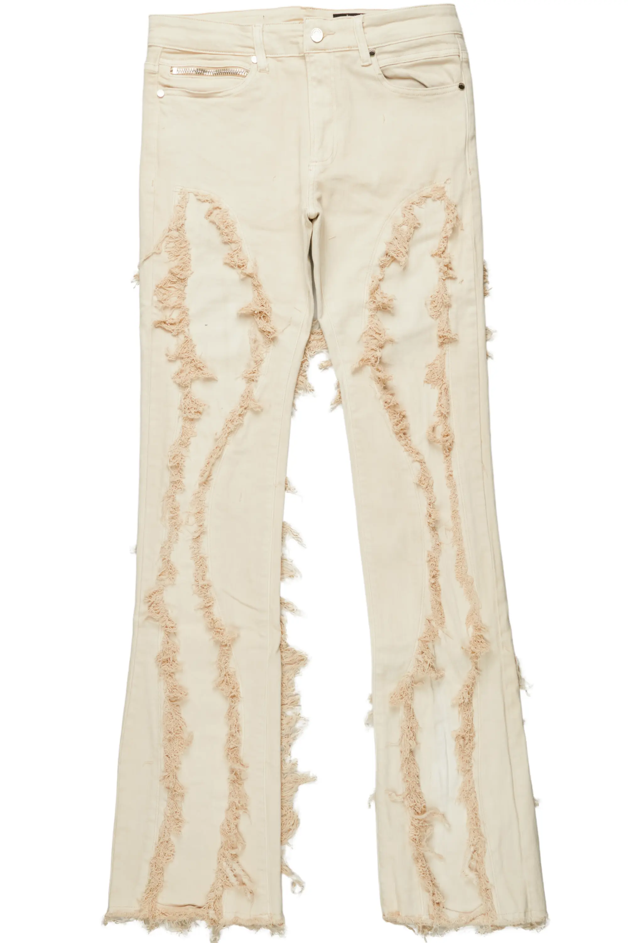 Tristan Beige Stacked Flare Jean