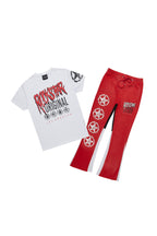 Boys Wizzurd Red T-Shirt/Stacked Flare Pant Set