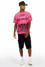 Amos Fuchsia/Black Graphic T-Shirt