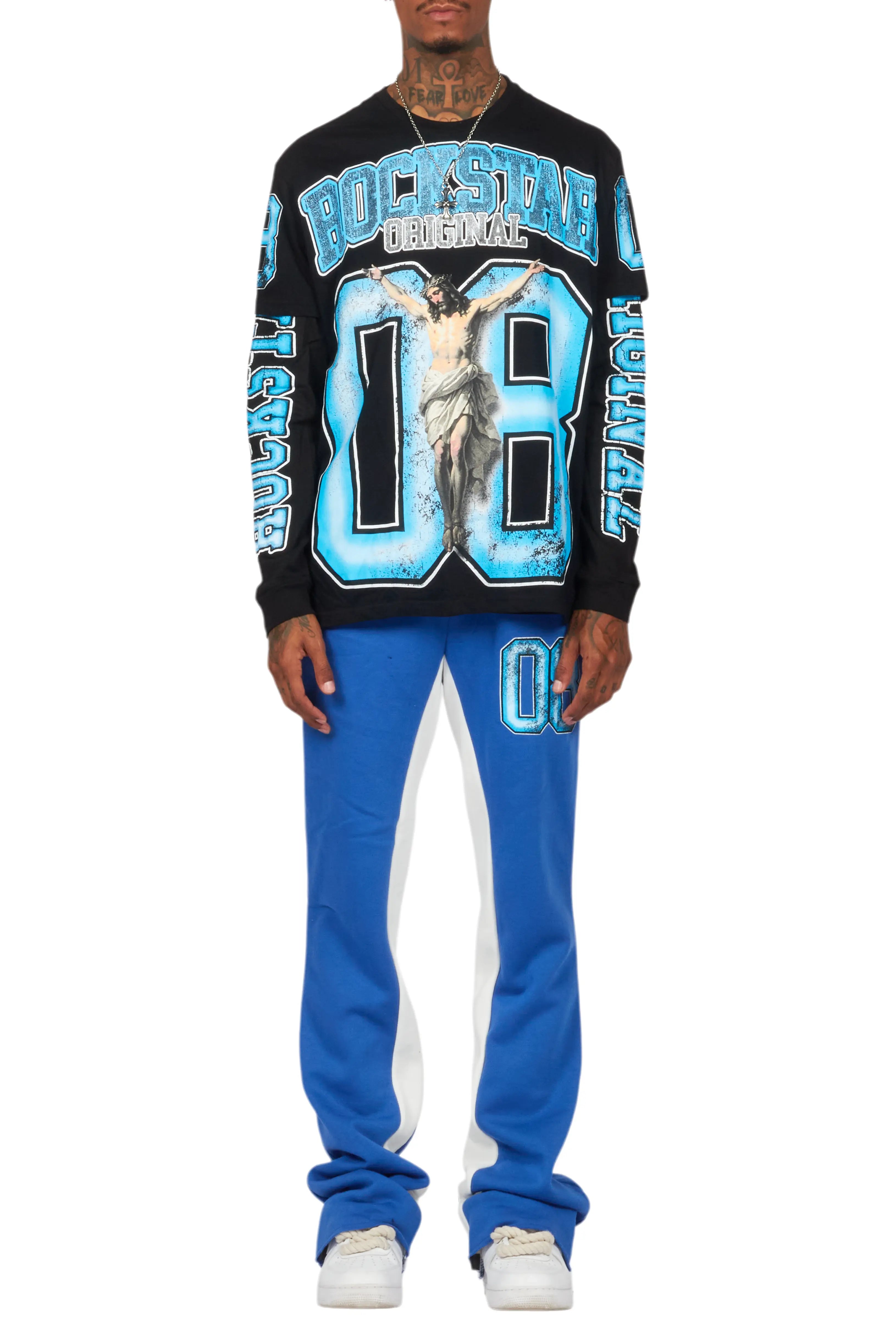 Fields Black/Royal Double Layer T-Shirt/Baggy Pant Set