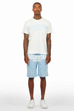 Sana White/Blue Short Set