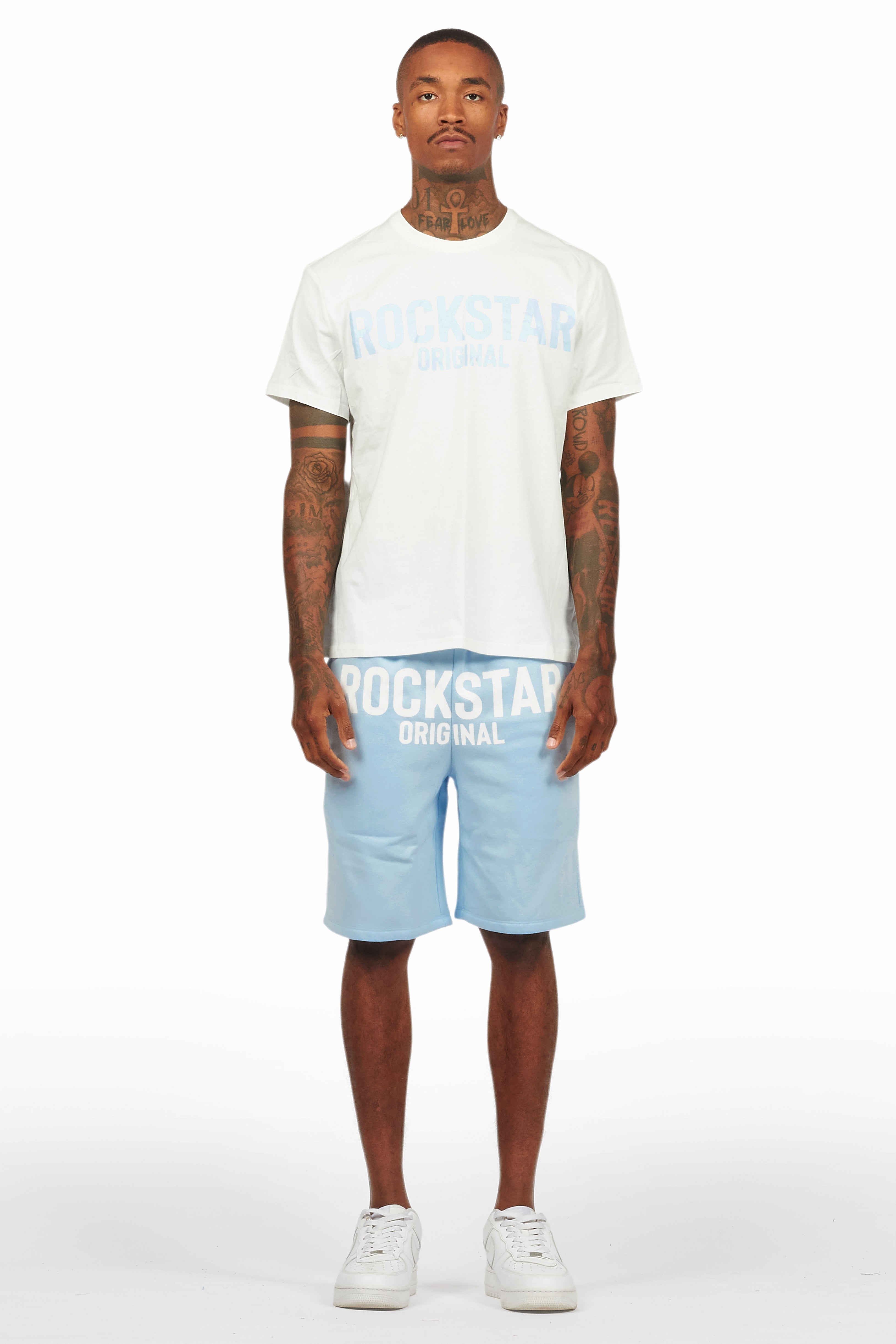 Sana White/Blue Short Set