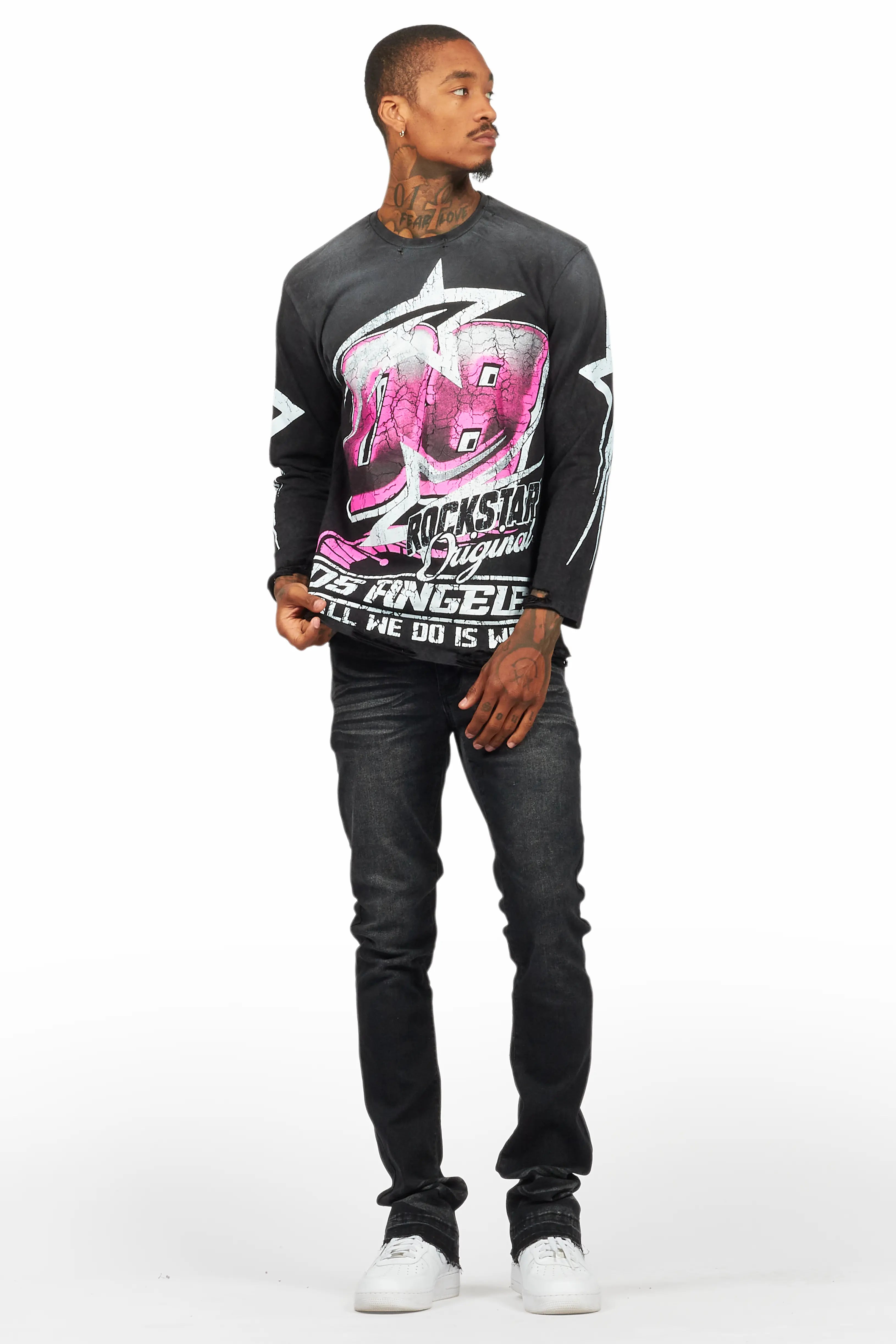 Dag Dark Grey Stacked Flare Jean