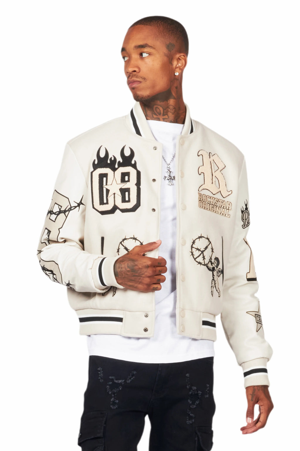 Rune Beige Varsity Jacket