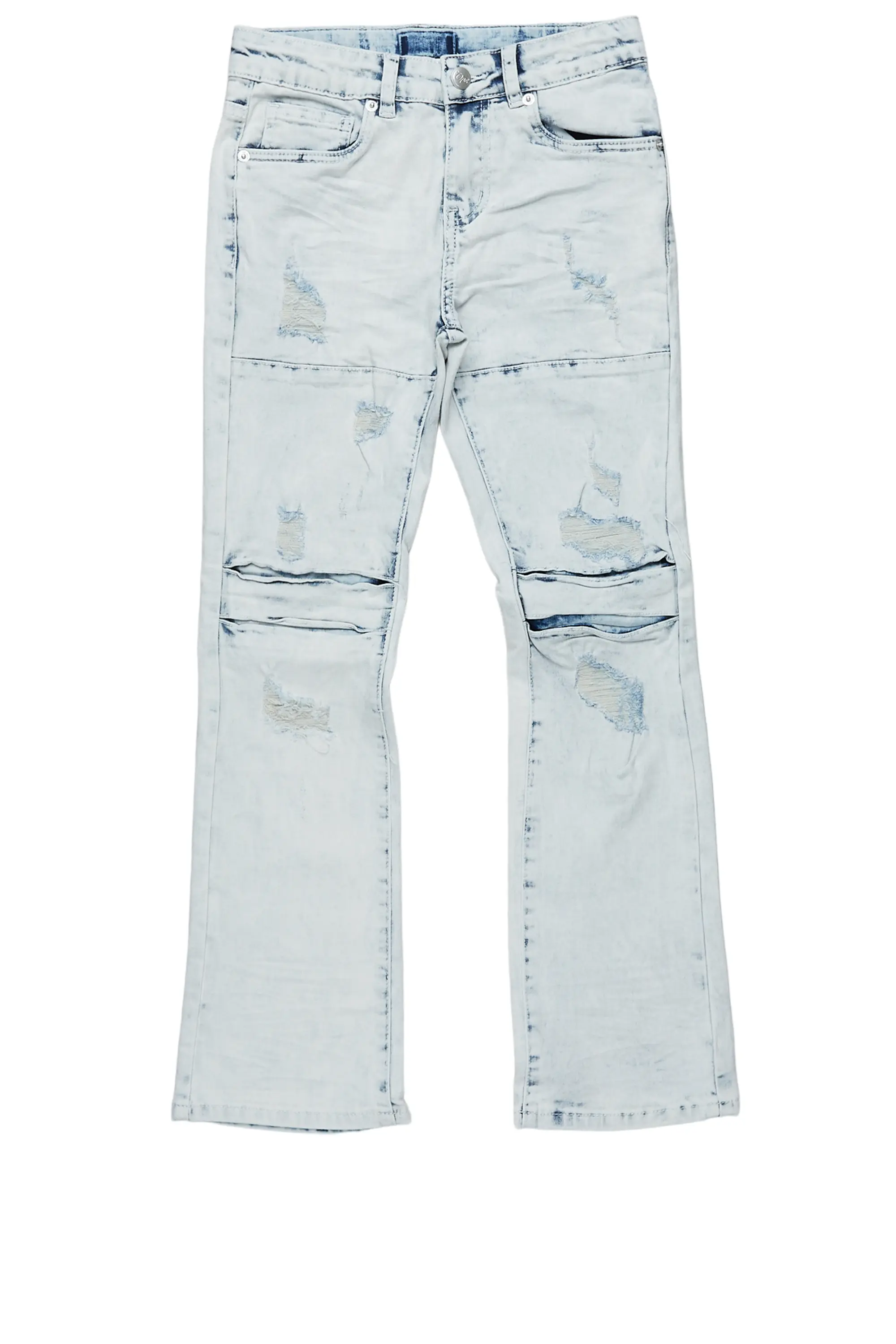 Girls Xaila Light Blue Stacked Flare Jean