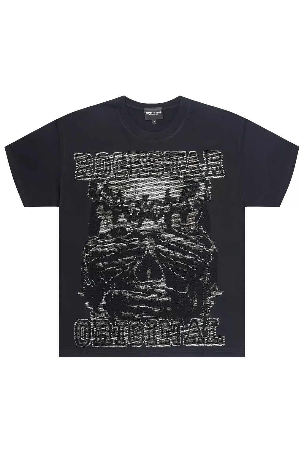 Move In Silence Black Graphic Rhinestone T-Shirt