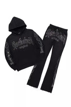 Mares Black Rhinestone Hoodie Relaxed Track Set