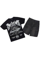 Tally Black T-Shirt/Denim Short Set