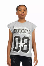 Boys Allstar Grey/Black Graphic Muscle T-Shirt