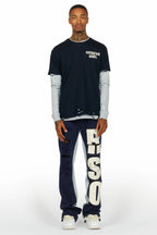 Berne Navy/Grey Double Layer T-Shirt/Baggy Pant Set