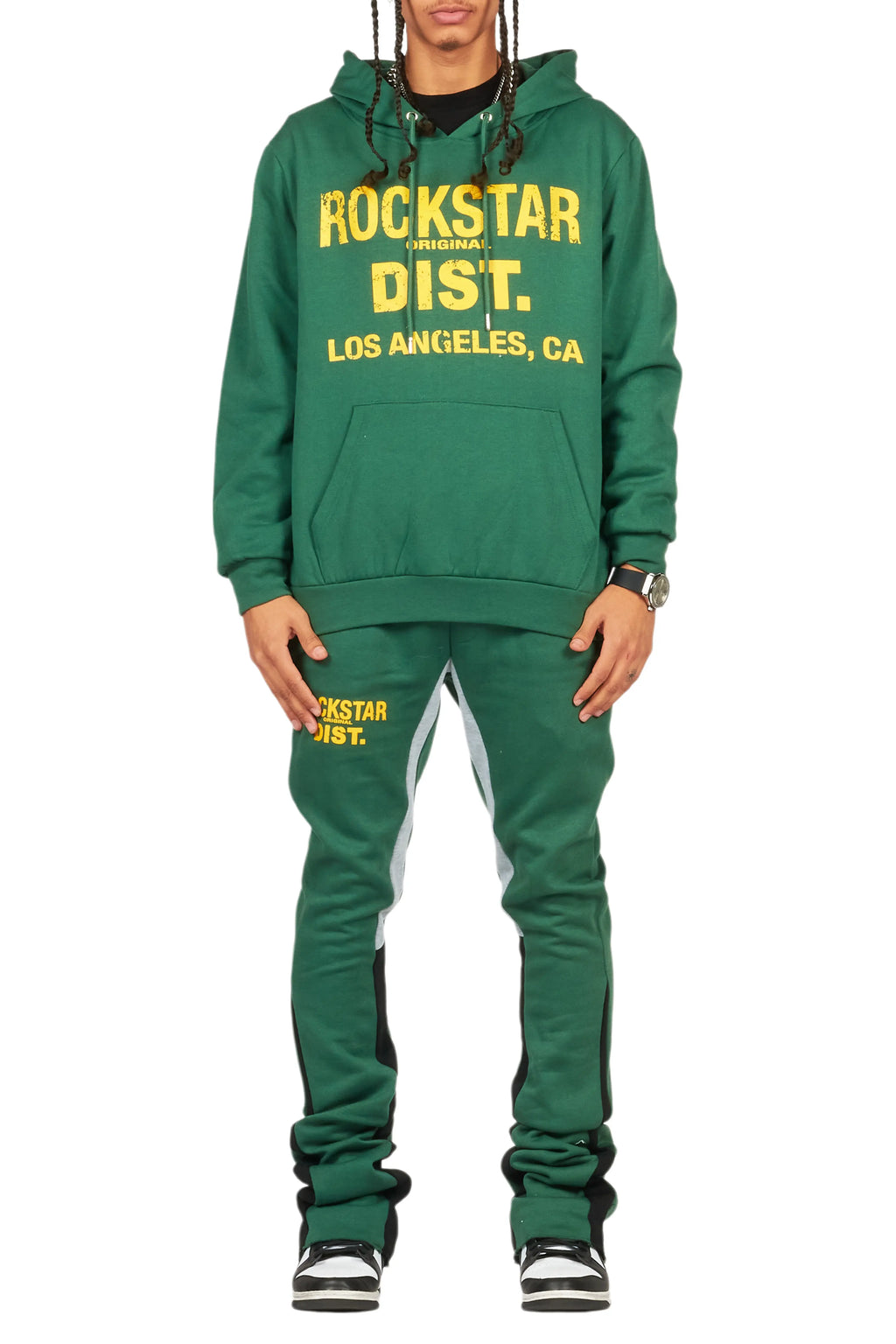 Lake Green/Yellow Hoodie/Stacked Flare Track Pant Set