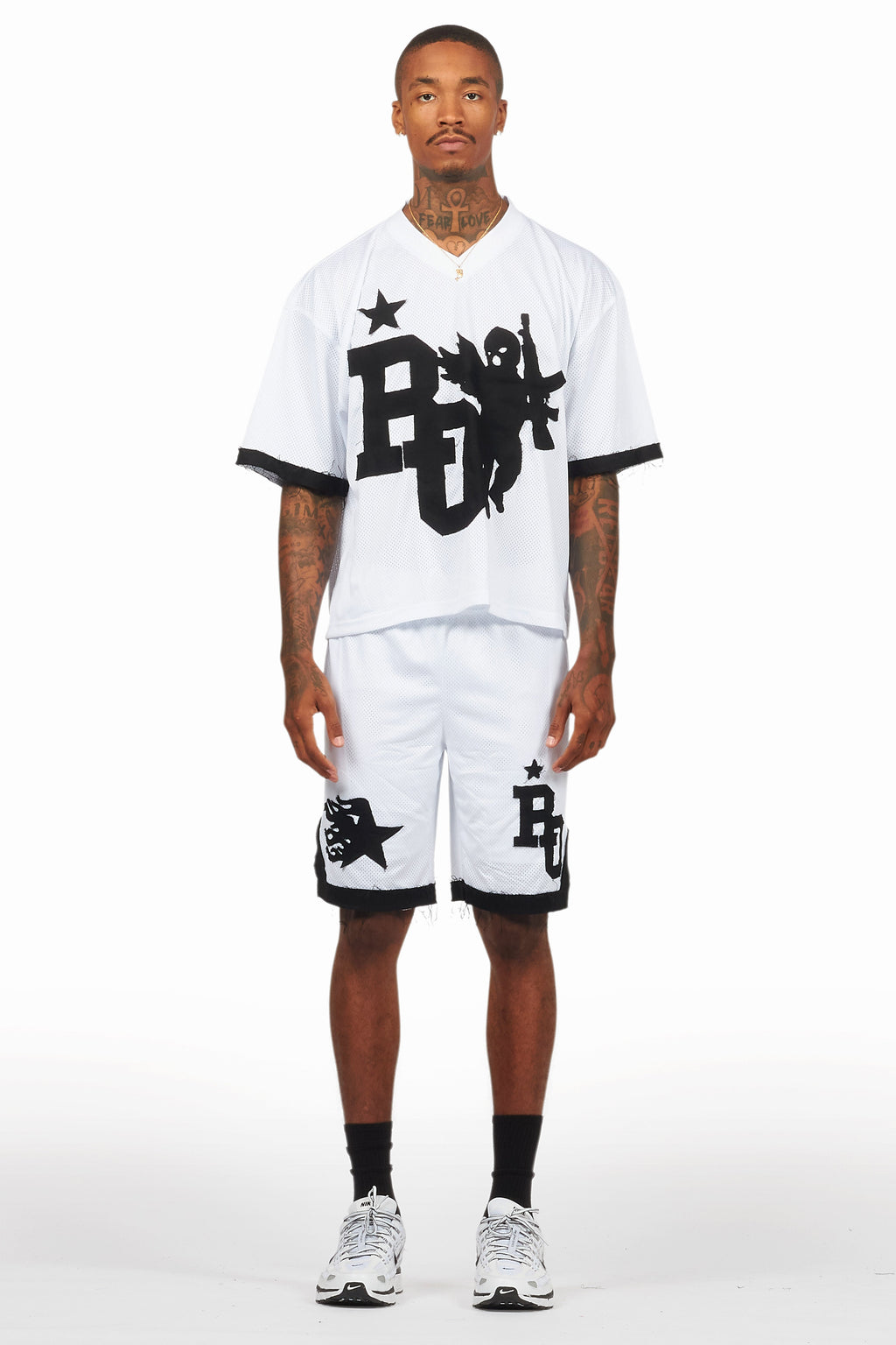 Pluton White Mesh T-Shirt/Short Set