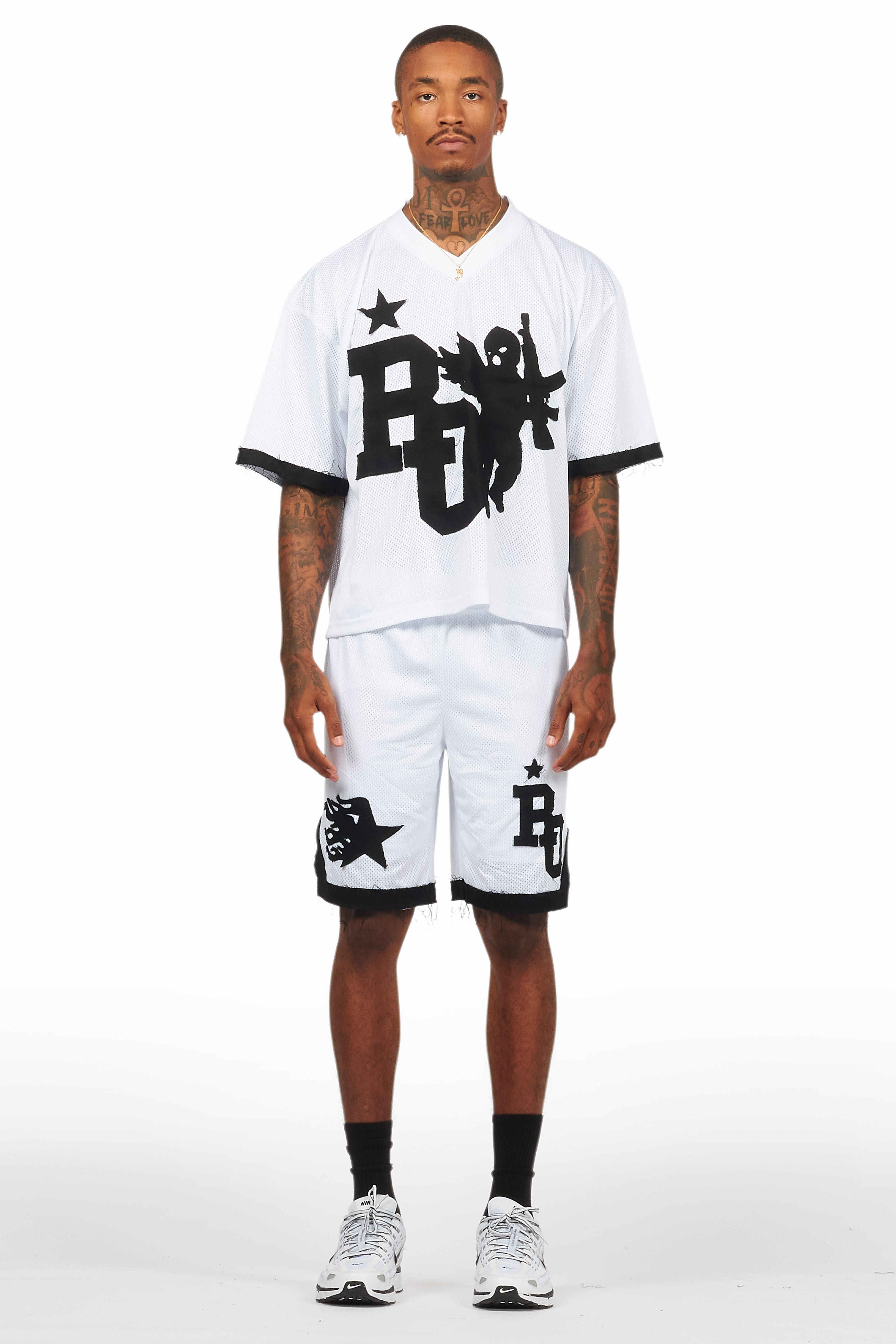 Pluton White Mesh T-Shirt/Short Set