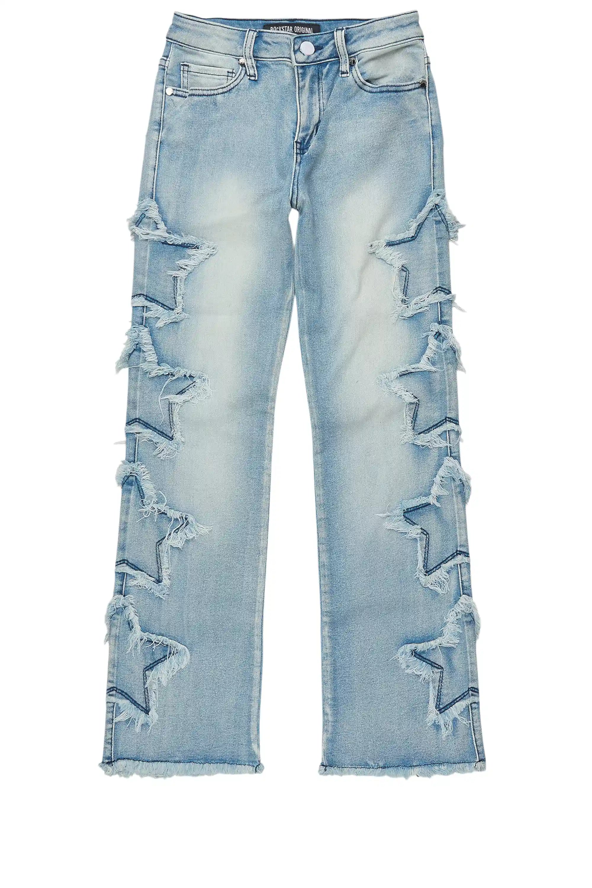 Girls Sinayah Light Wash Stacked Flare Jean