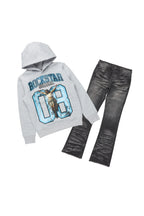 Boys Fields Grey/Black Hoodie/Stacked Flare Jean Set