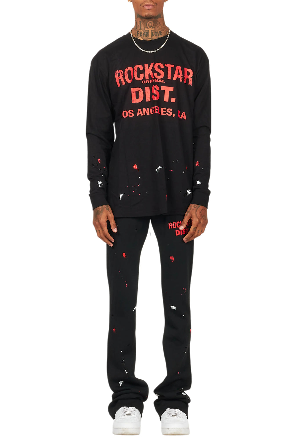 Scottie Black/Red Long Sleeve T-Shirt/Baggy Pant Set
