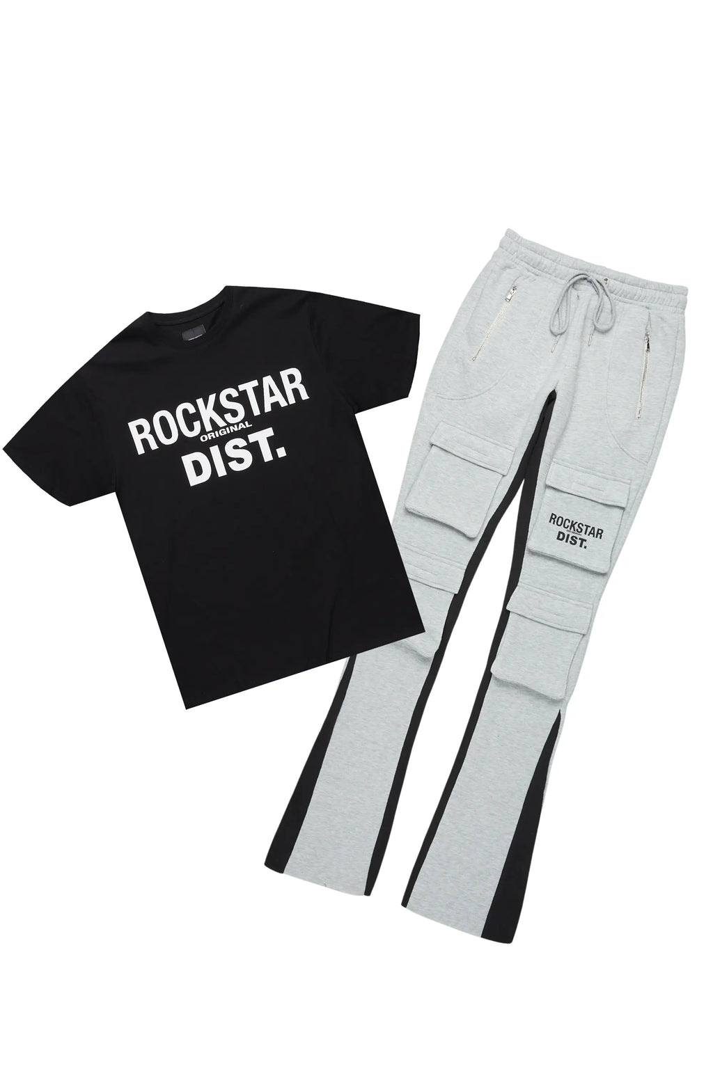 Antoon Heather Grey T-Shirt/Stacked Flare Track Set