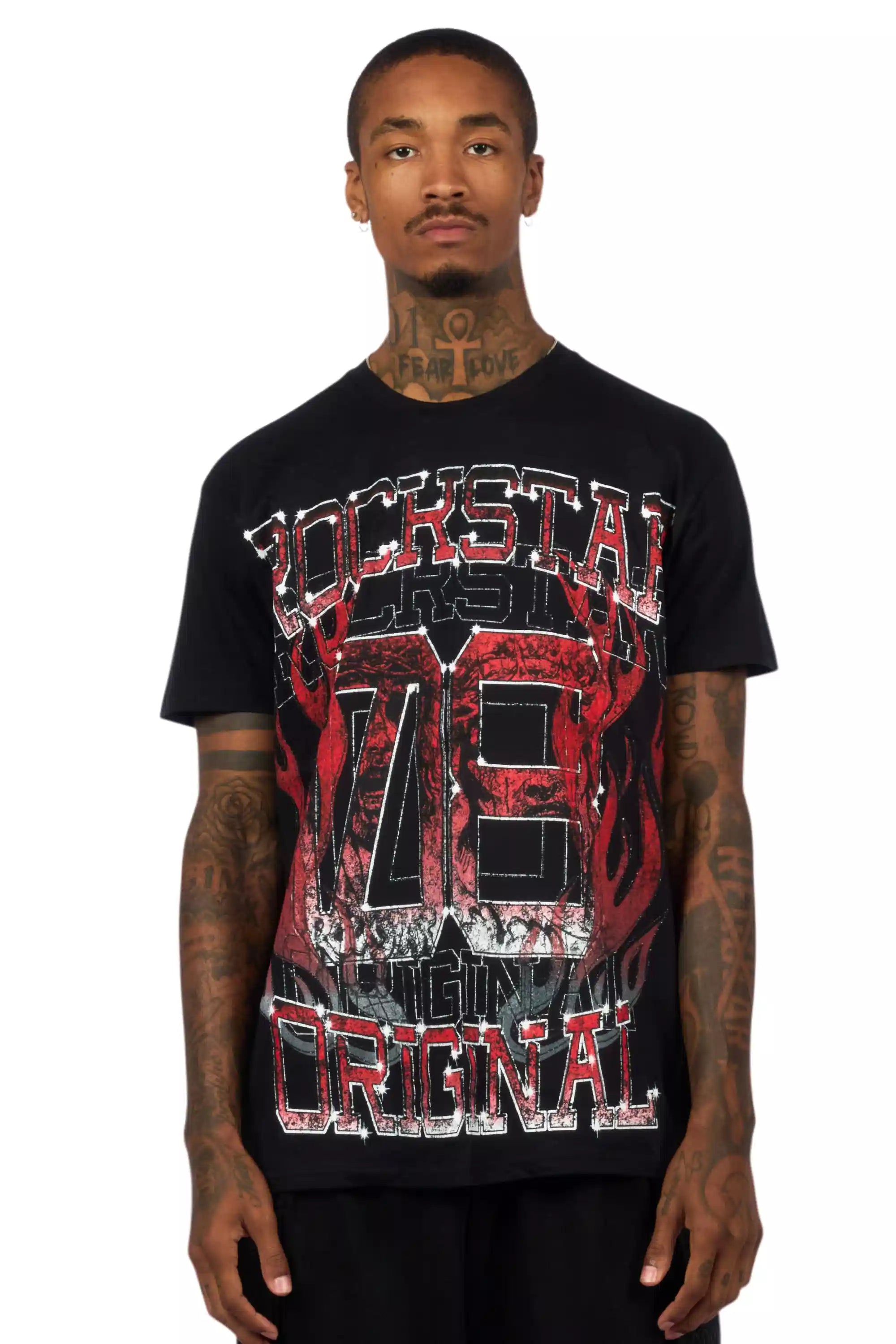 Veyene Black/Red Oversized Graphic T-Shirt