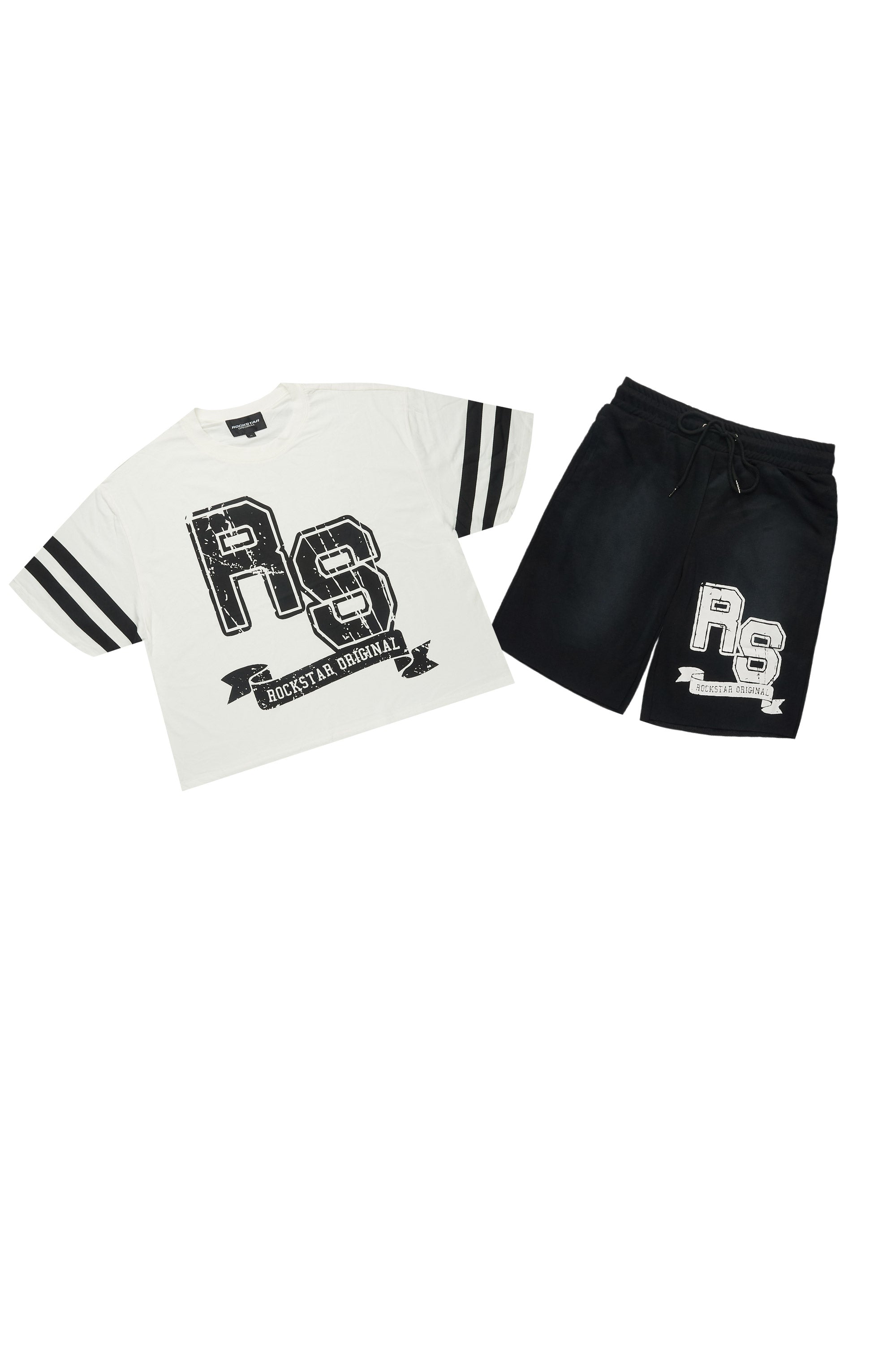 Alik White/Black Crop Boxy Tee Short Set