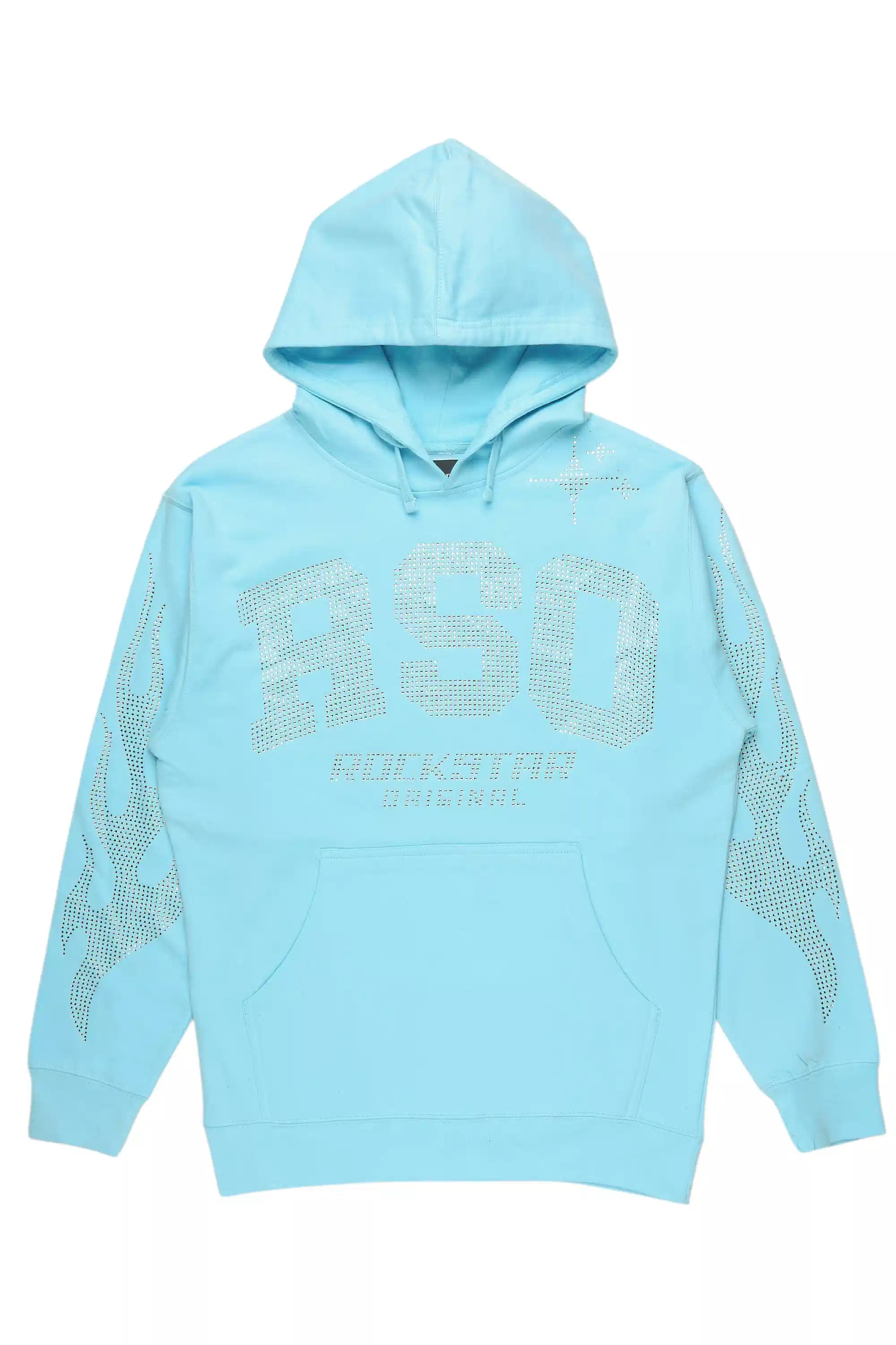 Merek Baby Blue/Silver Rhinestone Graphic Hoodie