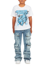 Boys Smitty White/Blue T-Shirt/Baggy Fit Jean Set